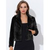 INSPIRE CHIC Women's Autumn Winter Cropped Notch Lapel Faux Fur Fluffy Jacket - 2 of 4
