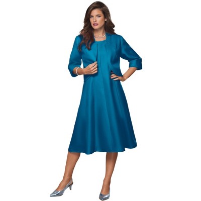 Roaman's Women's Plus Size Fit And Flare Jacket Suit Dress