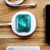 Insten TPU Protective Skin Compatible with Apple AirPods 1 and 2 Charging Case, Supports Wireless Charging, Includes Carabiner Keychain, Marbled Green - 2 of 4