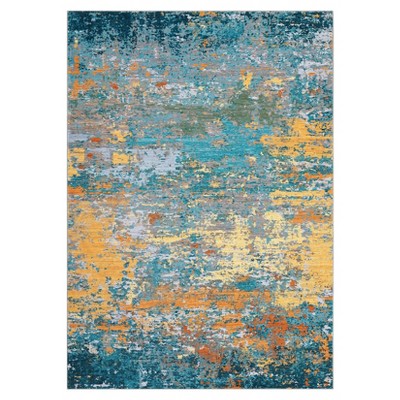 Washable Modern Abstract Rug Non Slip Low Pile Rug Soft Contemporary Throw Floor Cover Foldable Indoor Carpet for Living Room Bedroom Playroom