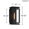 Possini Euro Design Alastor 16 1/2" High Modern Outdoor Wall Light Fixture Mount Porch House Exterior Outside Weatherproof Black Clear Glass Shade - image 4 of 4