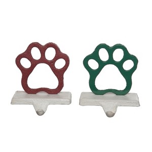 Transpac Set of 2 Metal Pet Paw Stocking Holders - Perfect for Pet Lovers' Holiday Decor - 1 of 1
