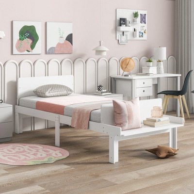 Twin Size Platform Bed With Footboard Bench White Modernluxe Target   GUEST 820e3535 0755 435a 8376 35332a48674c