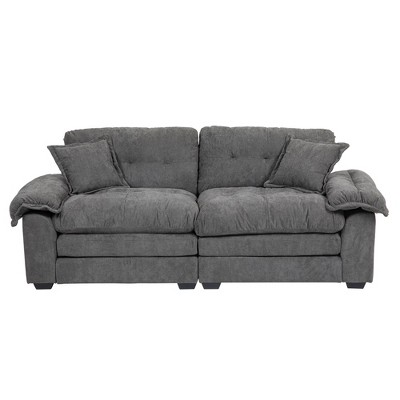 NicBex 84 Inch Loveseat Sofa Modern Upholstered Comfy Chenille Fabric Sofa Couch with 2 Throw Pillows for Living Room,Apartment