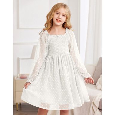 teen casual dresses Mqtime kids girl summer floral print v-neck smocked flare midi dress c –  mqtime main image 1