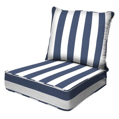 Honeycomb Outdoor Deep Seating Cushion Set - Cabana Stripe Blue & White ...