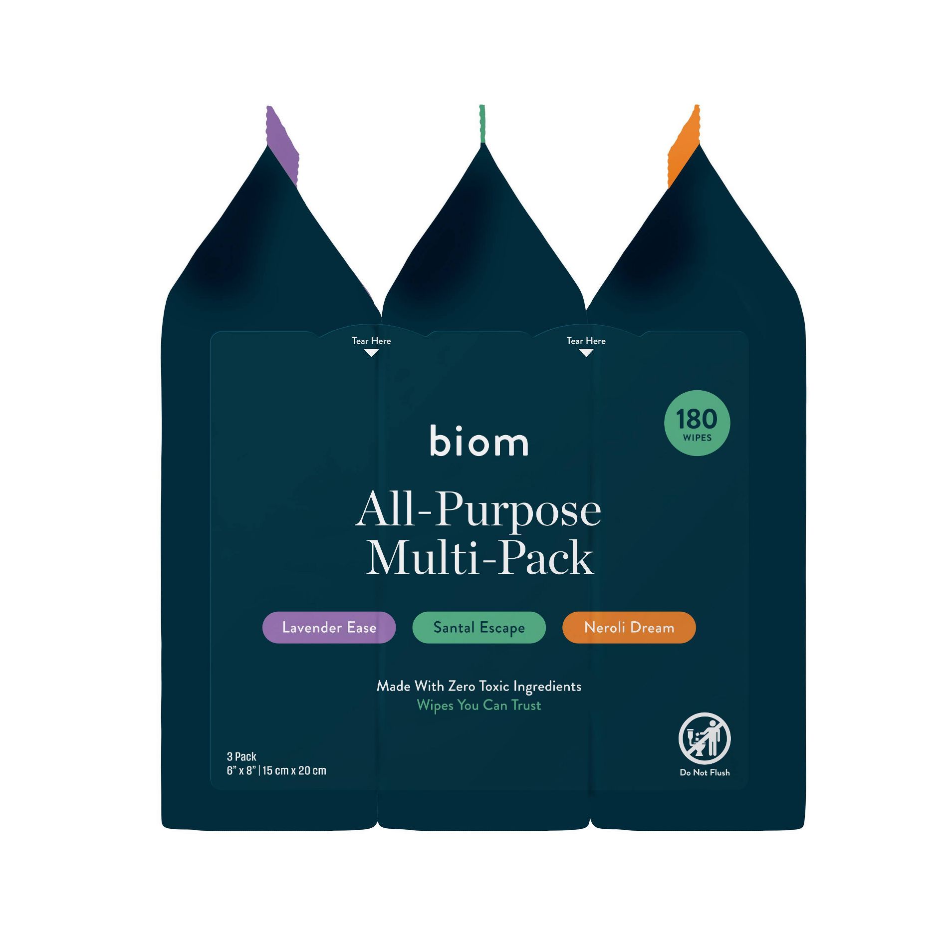 Biom Plant Based Refillable All Purpose Wipes Variety - 3pk/180ct