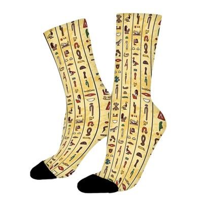 Ancient Egyptian Hieroglyphics Women Printed Crew Socks Funny Funky Socks Soft Polyester Novelty Gifts for Artists Men