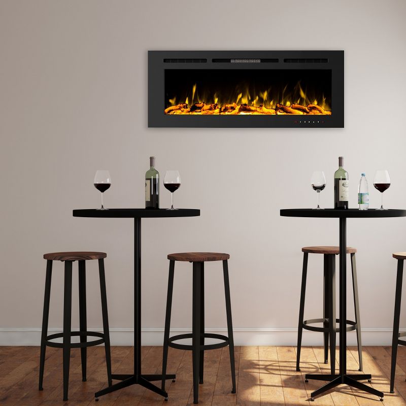 Wall-Mounted Electric Fireplace - 60-Inch Fireplace with 3-Color LED Flames, 10 Ember Options, Adjustable Brightness, and Remote by Northwest (Black), 2 of 9