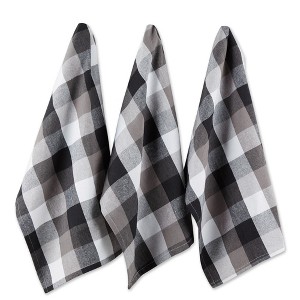 Design Imports Black Tri Color Check Dishtowel (Set Of 3) - 1 of 4
