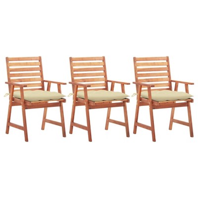 VidaXLPatio Dining Chairs 3 pcs with Cushions Solid Acacia Wood