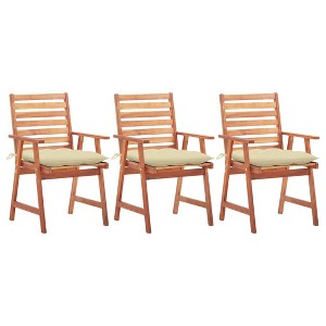 VidaXLPatio Dining Chairs 3 pcs with Cushions Solid Acacia Wood - 1 of 4