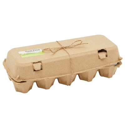 Okuna Outpost 15 Pack Brown Paper Cardboard Egg Carton with Jute String and Stickers, Holds 10 Eggs Each