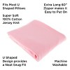 Full Body Pillow Cover- U-Shaped 100% Cotton Jersey Replacement Pillowcase, Removeable with Zipper for Pregnancy/Body Pillows by Hastings Home (Pink) - 3 of 4
