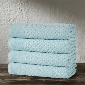4pc Cotton Diamond Textured Towel Set - Isla Jade - 1 of 4
