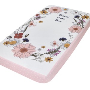 NoJo Keep Blooming Pink, White, Purple and Gold 'Dreams Come True' Wild Flowers 100% Cotton Photo Op Nursery Fitted Crib Sheet - 1 of 4