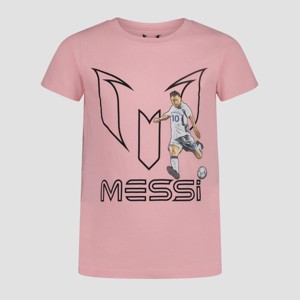 Girls' Messi Short Sleeve Graphic T-Shirt - Pink - 1 of 3