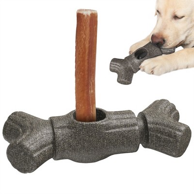 HOMLUX Bully Stick Holder – Tough Chew Toy for Large Dogs, Safe & Durable for Crates,Brown
