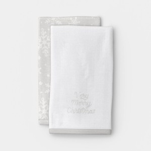 2pk 'Merry Christmas' and Gray/White Snowflake Christmas Hand Towel Set - Wondershop™ - 1 of 3