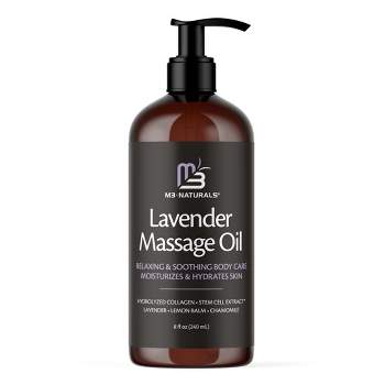 Lavender Massage Oil with Collagen & Stem Cells, Skin Tightening Body Oil for Massage Therapy, Cellulite Oil for Bum, Thighs & Belly, M3 Naturals, 8oz
