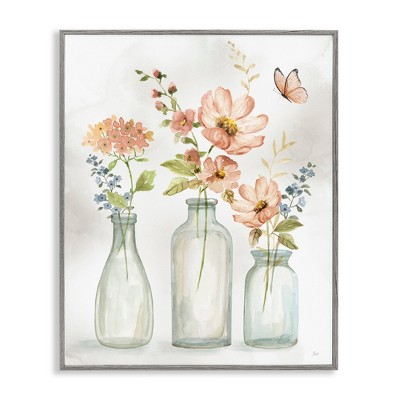Stupell Industries Butterfly & Pink Florals, 11" x 14"