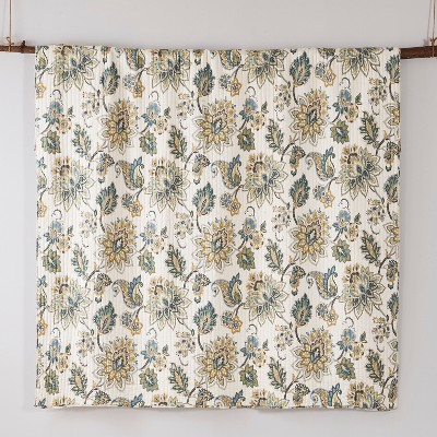 Gray and Teal Cotton Twin Reversible Quilt Set