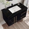 FAMYYT 35 in. Single Sink Floating Black Bath Vanity with Black Faux Marble Top, 2 Soft-Close Drawers, Adjustable Pipe Length - 3 of 4