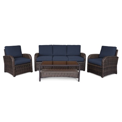 Jackson 6pc Seating Set with Sunbella - Navy - Leisure Made