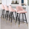 Bekrvio Swivel Bar Stools Set of 2/4,25.6"/29" Counter Height Stool Velvet Upholstered Armless Bar Chair with Metal Frame for Kitchen Island - 2 of 4