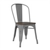 Fusion Metal Dining Chair with Wood Seat in Silver (Set of 2) - DHP - 3 of 4