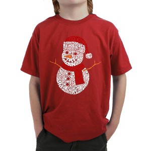LA Pop Art Christmas Snowman - Boy's Word Art T-Shirt - 1 of 4