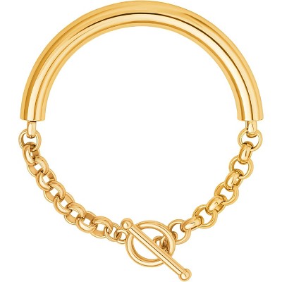 18k Gold Plated Personalized Chunky Cuban Oval Link Chain Bracelets for Men Toggle Rope Bracelet Jewelry for Women