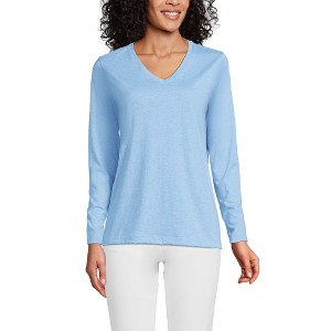 Lands' End Women's Relaxed Supima Cotton Long Sleeve V-Neck T-Shirt - 1 of 3