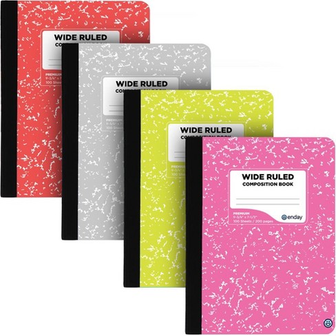 Enday Wide Ruled Colored Marble Composition Notebook 100 Sheets
