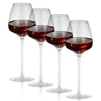 Berkware Classy Rhinestone Embellished Long Stem Rose Wine Glasses with  Gold Rim Design - 18oz (Set of 2)