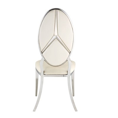 Beige Faux Leather Upholstered Side Chair Set