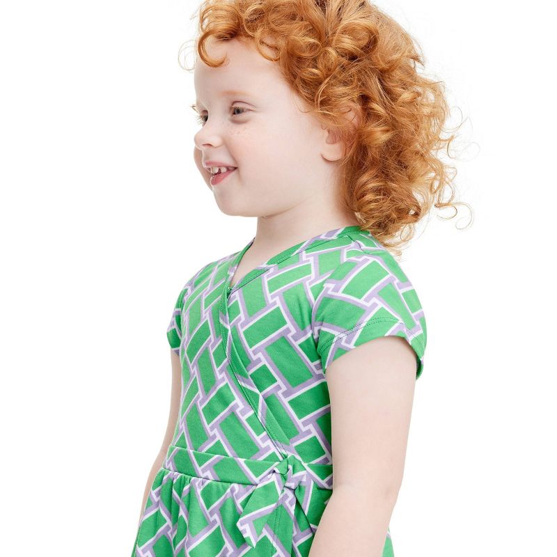 Toddler Short Sleeve Vintage Weave Green Faux Wrap Dress - DVF for Target, 3 of 5