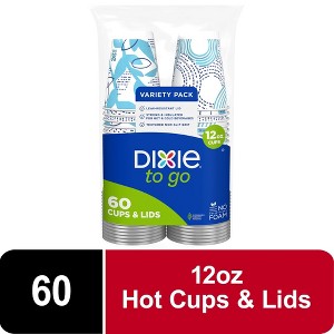 Dixie To Go Disposable Paper Cups, 12 oz, Multi-Color, 60 Count - 1 of 1