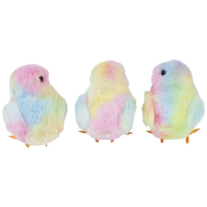 Northlight Plush Tie Dye Easter Chick Figurines - 4.25" - Set of 3, 5 of 7