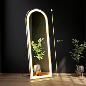 MyDepot Full Length Mirror with LED Lights 64"x21" with Stand, Black - 1 of 4