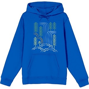 Adventure Society Waterfalls & Pine Trees Long Sleeve Adult Hooded Sweatshirt - 1 of 3