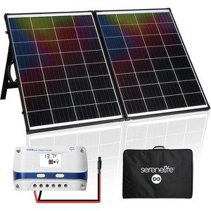 SereneLife SLSOLBK002 Mono Solar Panel Starter Kit - Portable Off-Grid Solar Panel Briefcase with 20A PWM Controller - 1 of 4