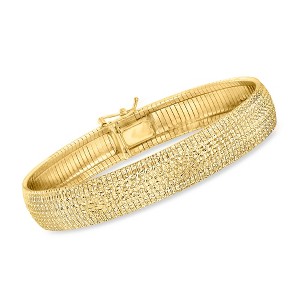 Ross-Simons Italian 18kt Gold Over Sterling Textured and Polished Omega Bracelet - 1 of 4