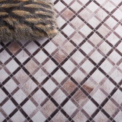 Beige and Brown Faux Fur Rectangular Washable Rug 6' x 9'