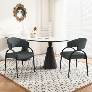 Christopher Knight Home Hayden Upholstered Armrest Dining Chairs with Metal Legs (Set of 2) - 1 of 4