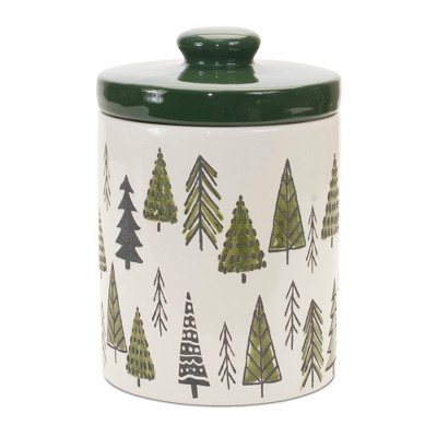 Melrose Ceramic Pine Tree Canister 10"H