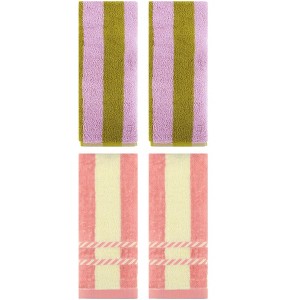 REGALWOVEN 4 Pcs Soft Absorbent Stripe Hand Towel for Bathroom, Kitchen - 1 of 4