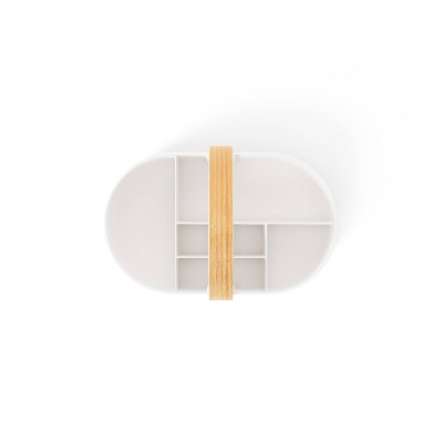White and Natural Multipurpose Caddy Organizer with Handle
