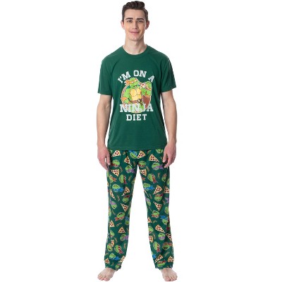 Teenage Mutant Ninja Turtles Mens' Ninja Diet Sleep Pajama Set (X-Large)  Green