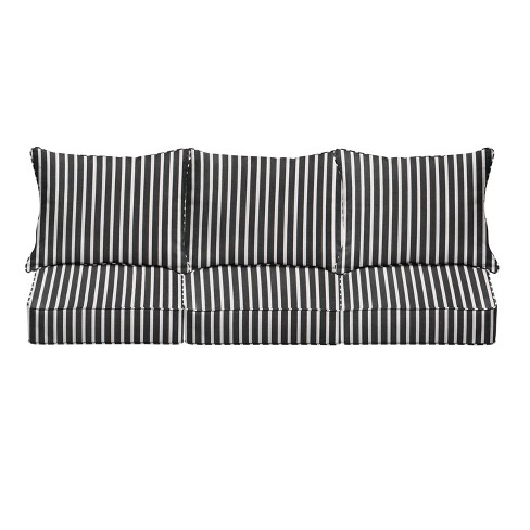 23 Sunbrella Stripe Deep Seat Outdoor, Black And White Striped Deep Seat Patio Cushions